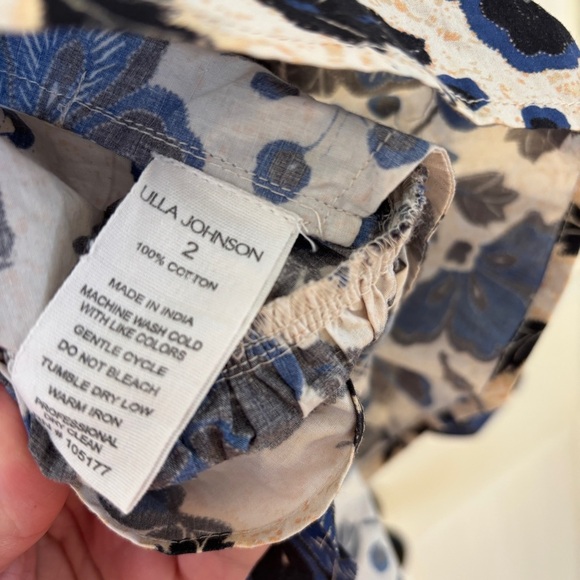 Ulla Johnson Celia Dress Lapis Floral Print Mini Capsule Puff Spring Size‎ 2 - Picture 15 of 17